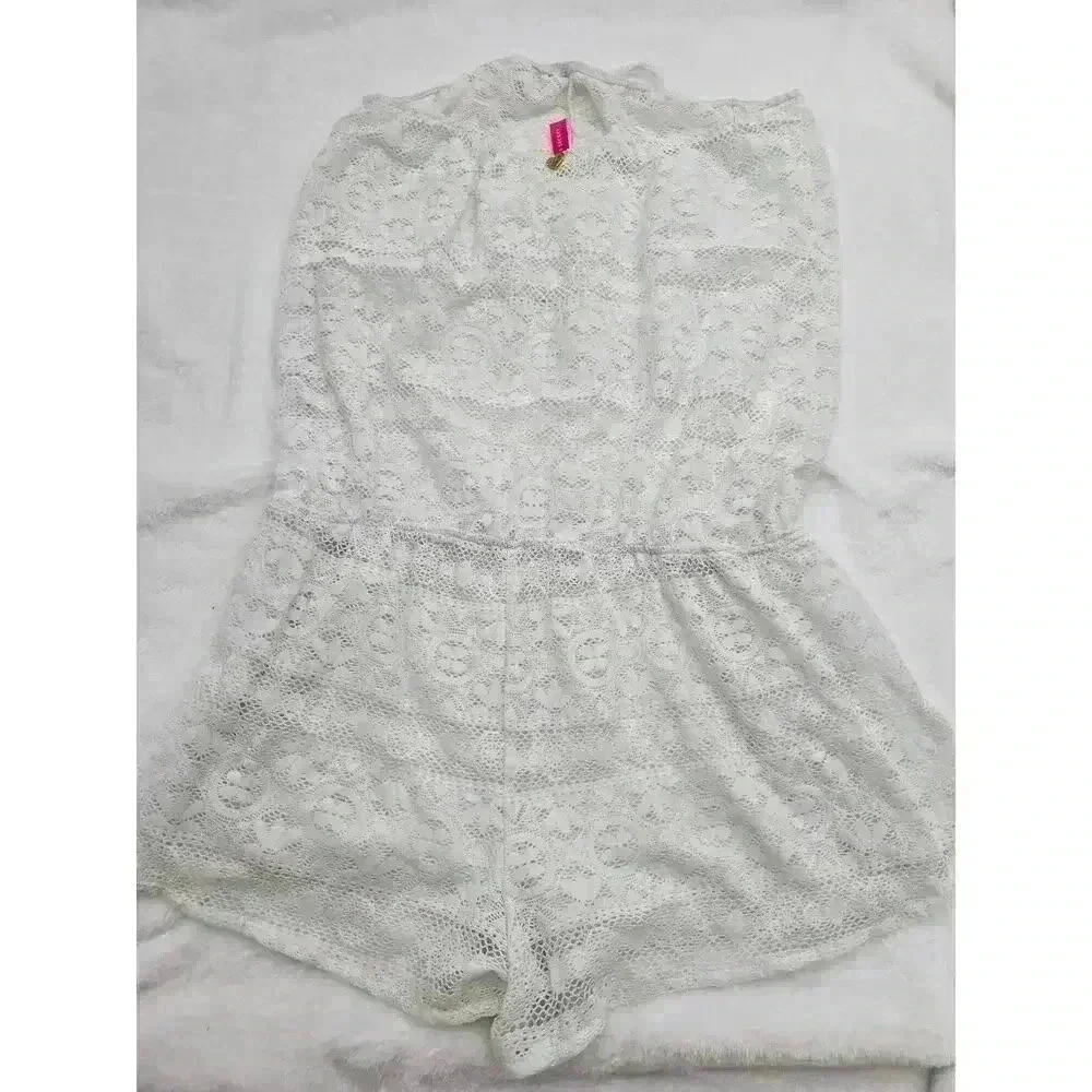 Victoria's Secret Women's Size M White Boho Strapless Romper Swim Coverup
